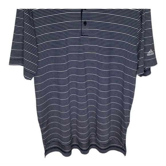 Adidas Climalite Golf Polo Shirt Navy Blue Stripe Size M Moisture Wicking - Picture 3 of 11